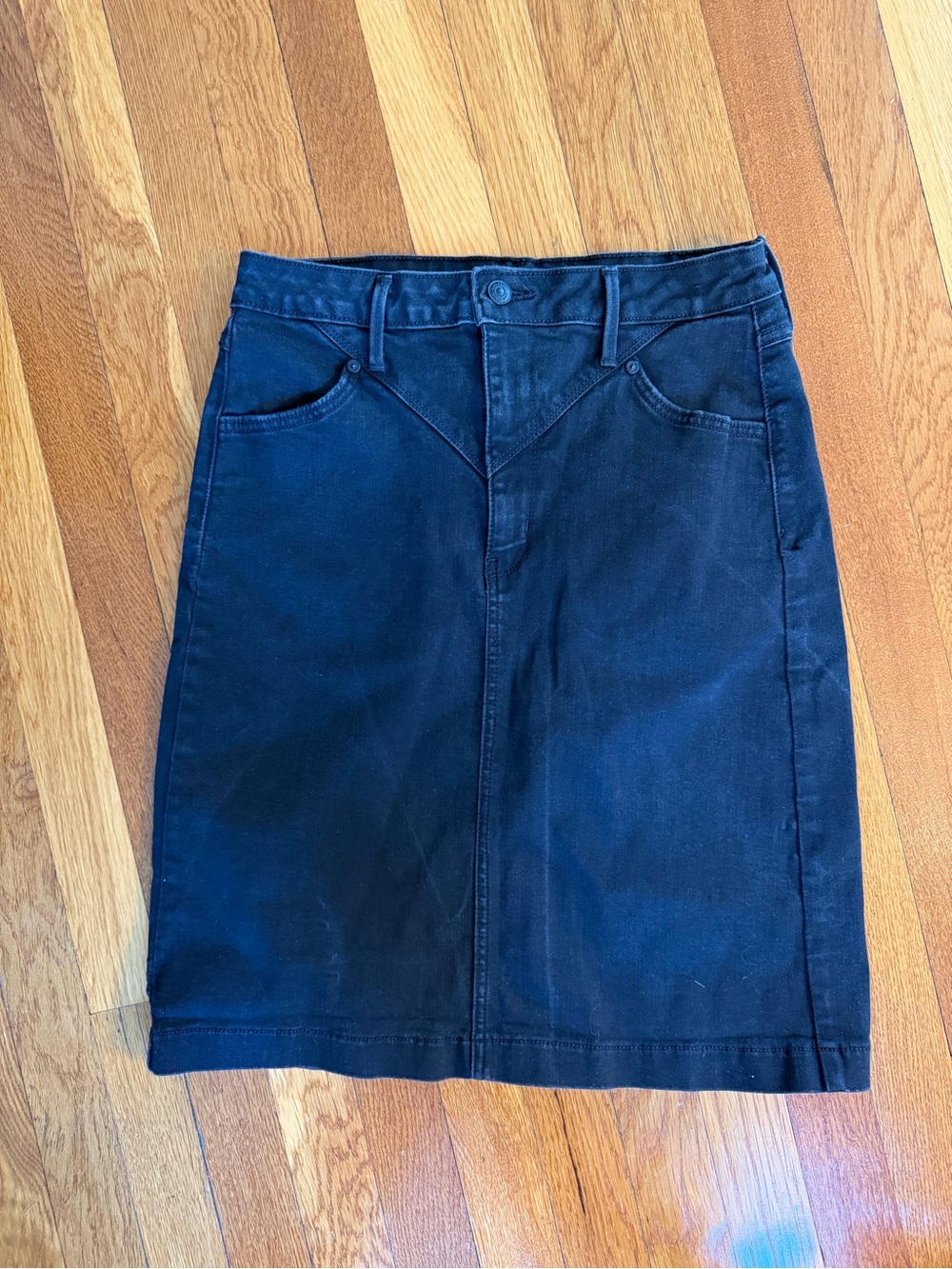 Just Black Navy Pencil Skirt with Front Pocket Detail